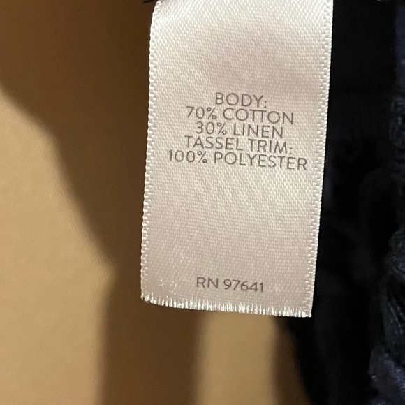 J. Jill Cotton & Linen Tassel-Trim Navy Tank Top , size Medium - Picture 6 of 6